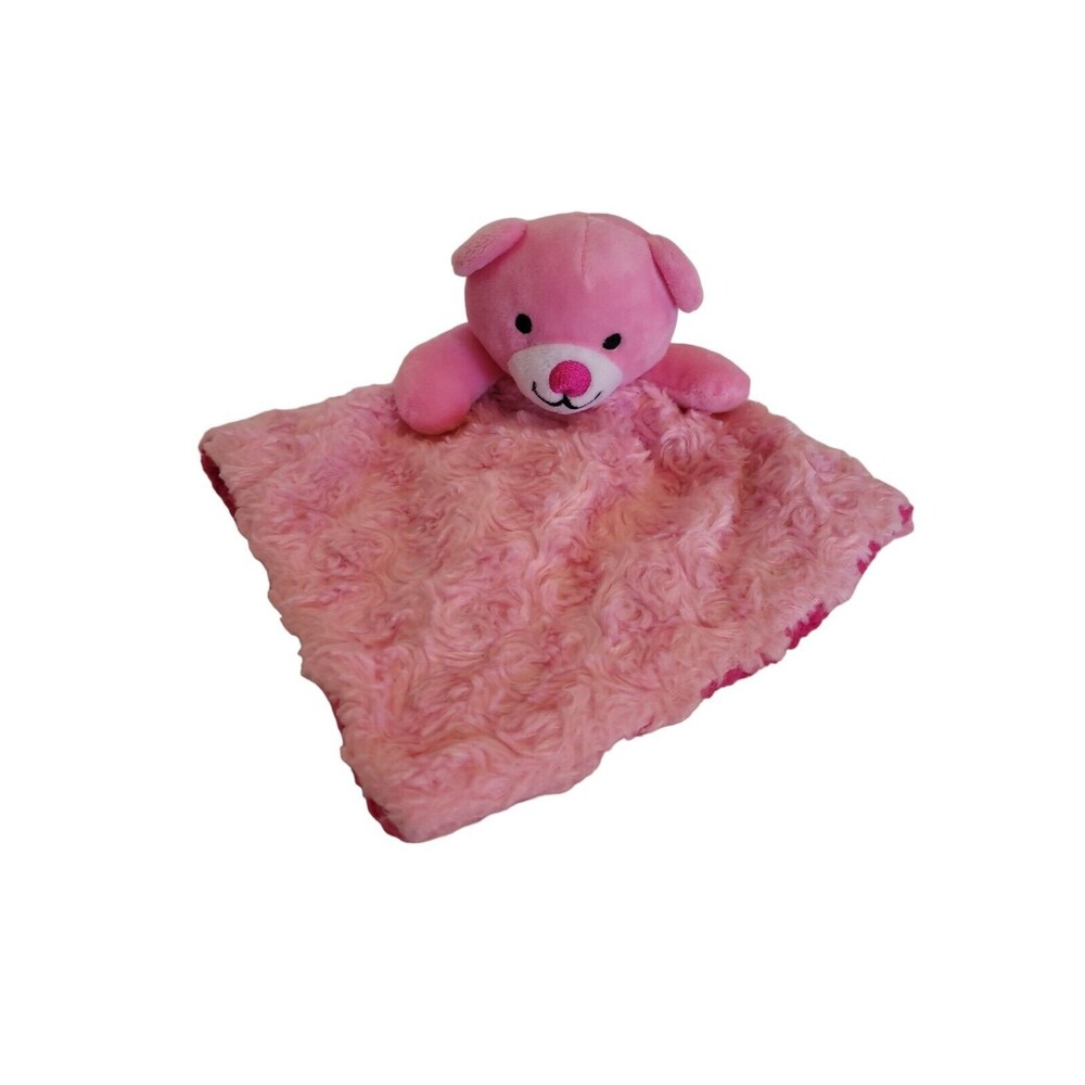 Little Beginnings Pink  Teddy Bear Plush Lovey Baby Textured Security Blanket